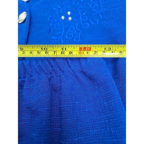 Pablo Collection Womens Petite 10 Royal Blue Skirt & Jacket Set With Pearl Butto - Picture 6 of 9